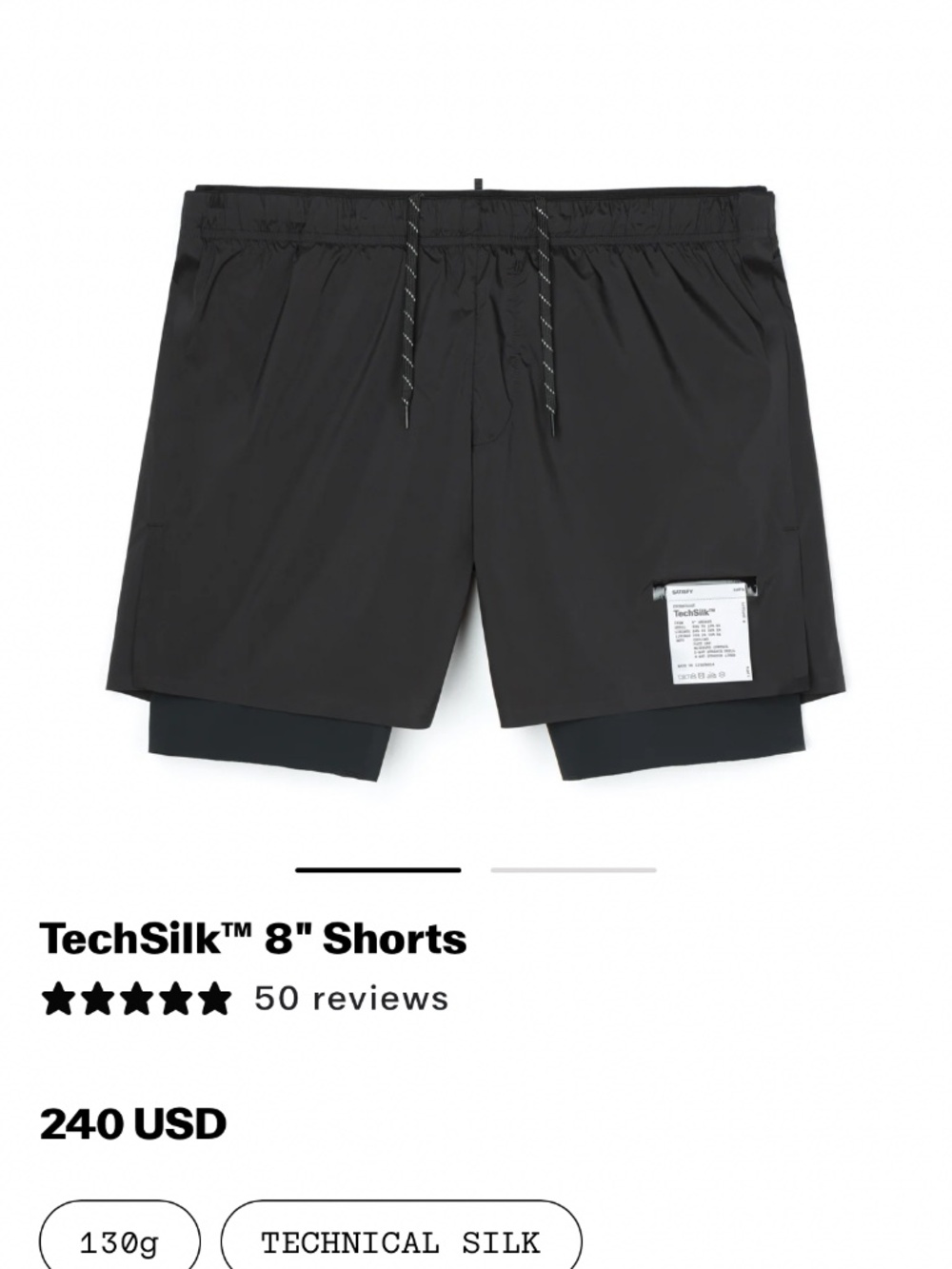 TWO pairs of Satisfy Running Shorts